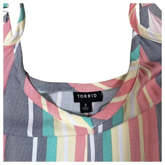 Torrid Midi Pastel Challis Striped Trapeze and Swing Dress Plus Size 2 2X 18/20 - Picture 5 of 8